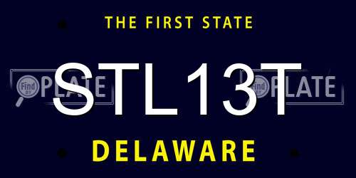 STL13T Delaware License Plate