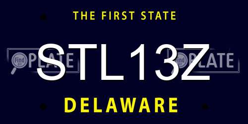STL13Z Delaware License Plate