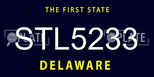 STL5233 Delaware License Plate
