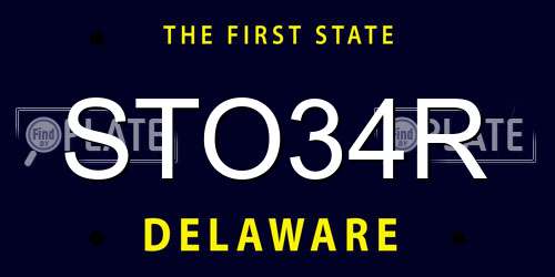 STO34R Delaware License Plate