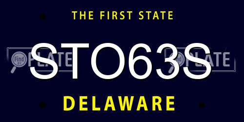 STO63S Delaware License Plate