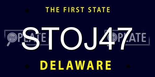 STOJ47 Delaware License Plate