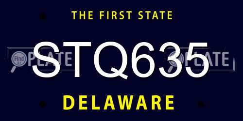 STQ635 Delaware License Plate