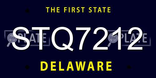STQ7212 Delaware License Plate