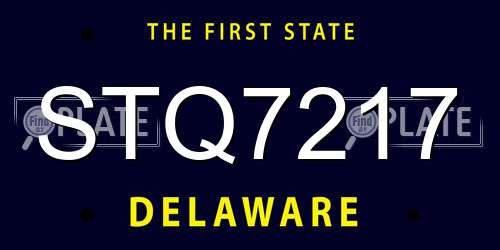 STQ7217 Delaware License Plate