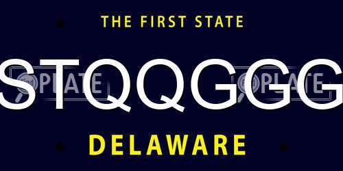 STQQGGG Delaware License Plate