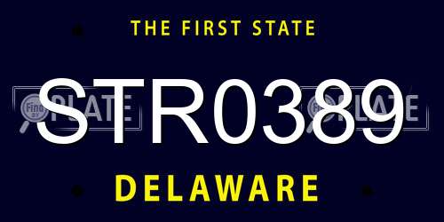 STR0389 Delaware License Plate