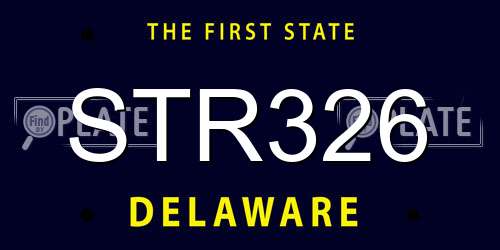 STR326 Delaware License Plate