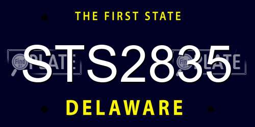 STS2835 Delaware License Plate