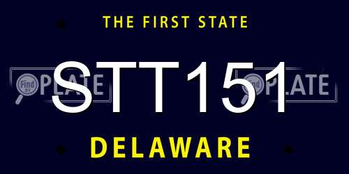 STT151 Delaware License Plate