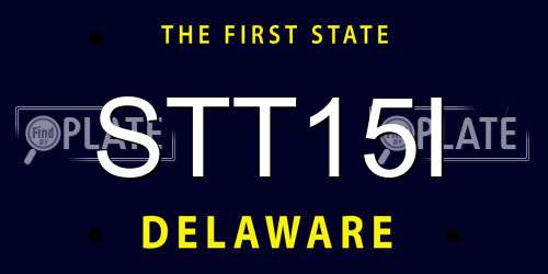 STT15I Delaware License Plate