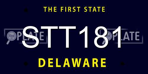 STT181 Delaware License Plate