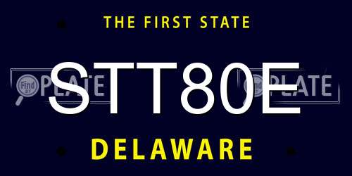 STT80E Delaware License Plate