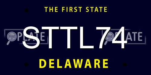 STTL74 Delaware License Plate
