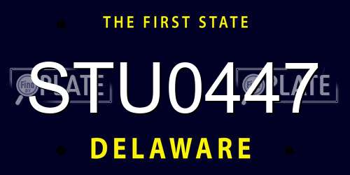 STU0447 Delaware License Plate