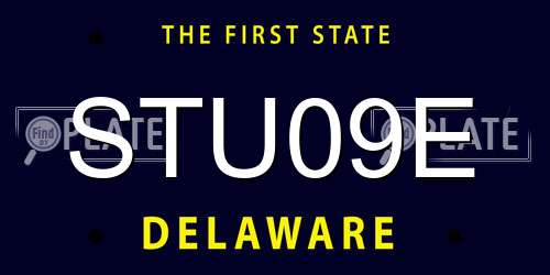 STU09E Delaware License Plate