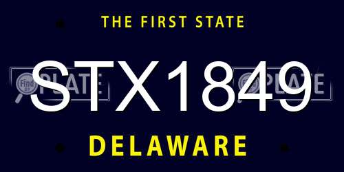 STX1849 Delaware License Plate