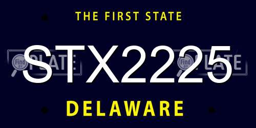 STX2225 Delaware License Plate