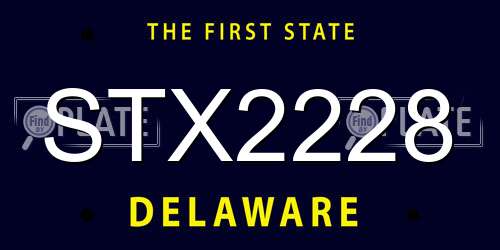 STX2228 Delaware License Plate