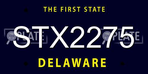 STX2275 Delaware License Plate