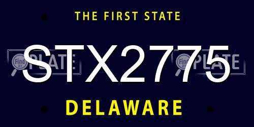 STX2775 Delaware License Plate