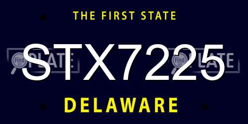 STX7225 Delaware License Plate