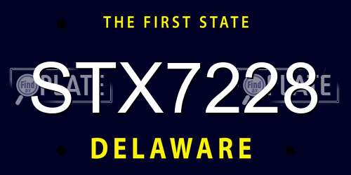 STX7228 Delaware License Plate