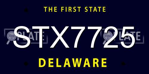 STX7725 Delaware License Plate