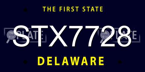 STX7728 Delaware License Plate