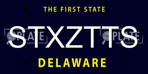 STXZTTS Delaware License Plate