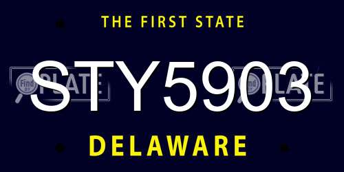 STY5903 Delaware License Plate