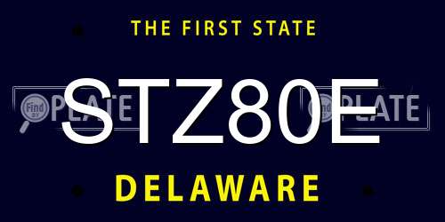 STZ80E Delaware License Plate
