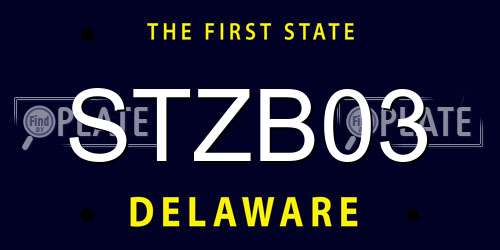 STZB03 Delaware License Plate