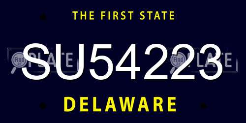 SU54223 Delaware License Plate