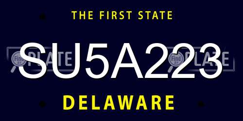SU5A223 Delaware License Plate
