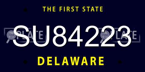 SU84223 Delaware License Plate