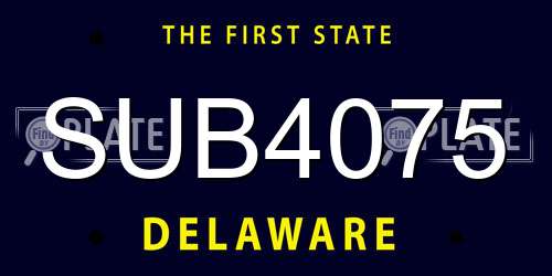 SUB4075 Delaware License Plate