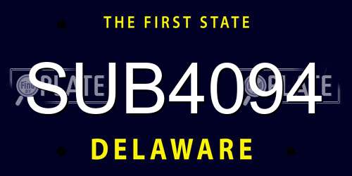 SUB4094 Delaware License Plate