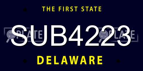 SUB4223 Delaware License Plate