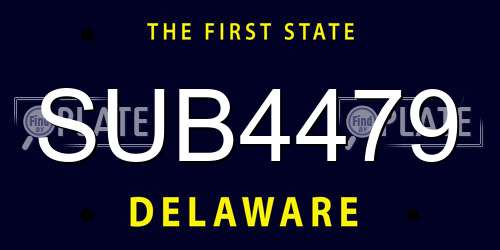 SUB4479 Delaware License Plate