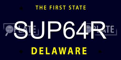 SUP64R Delaware License Plate