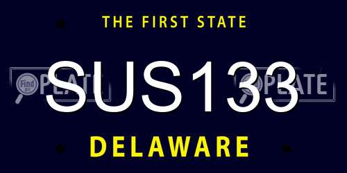 SUS133 Delaware License Plate