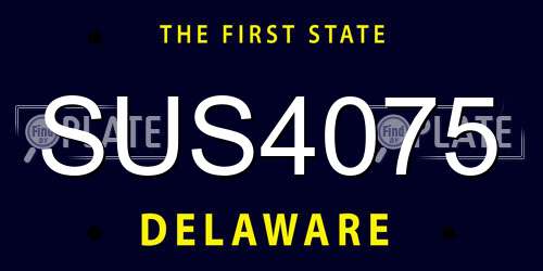 SUS4075 Delaware License Plate