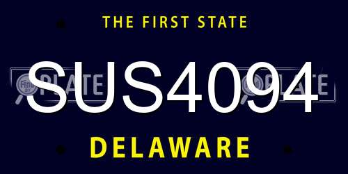 SUS4094 Delaware License Plate