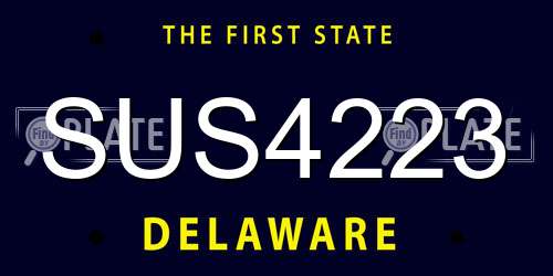 SUS4223 Delaware License Plate