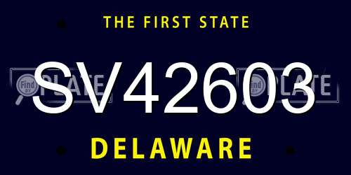 SV42603 Delaware License Plate