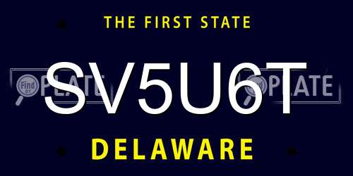SV5U6T Delaware License Plate