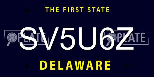 SV5U6Z Delaware License Plate