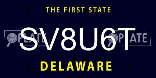 SV8U6T Delaware License Plate