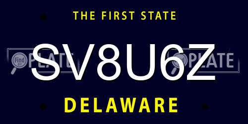 SV8U6Z Delaware License Plate